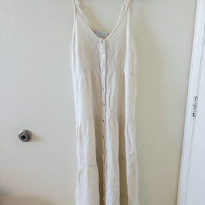 Cream gauze linen maxi dress